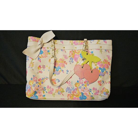 Betsey Johnson Tote Handbag with Chain Accent Strap - Picture 1 of 11